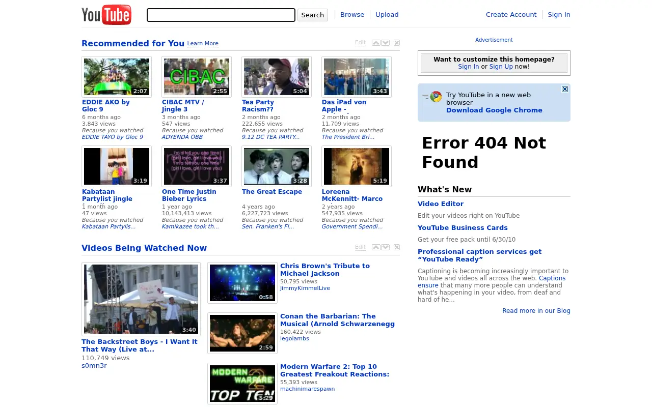youtube.com in 2010