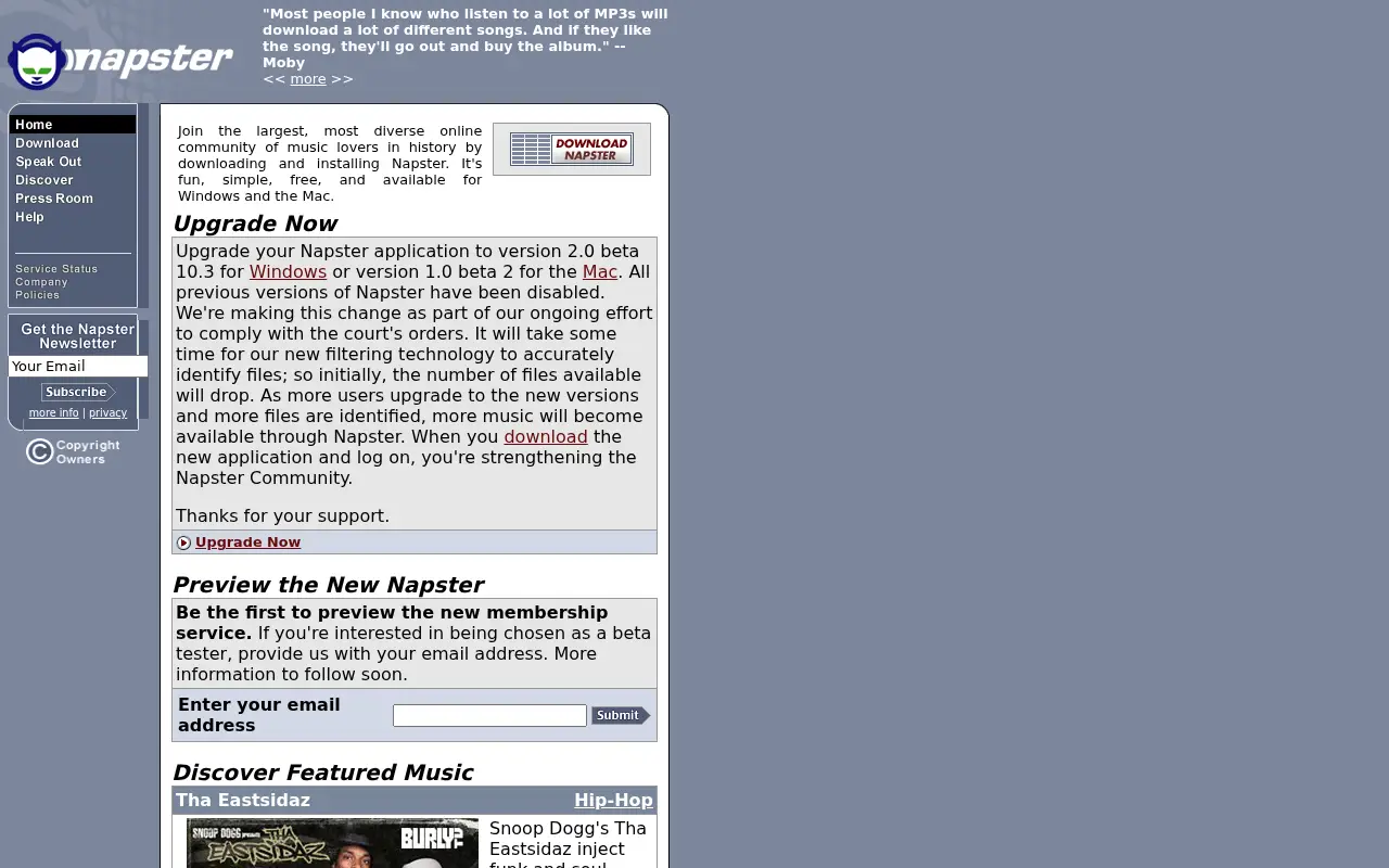 napster.com in 2001