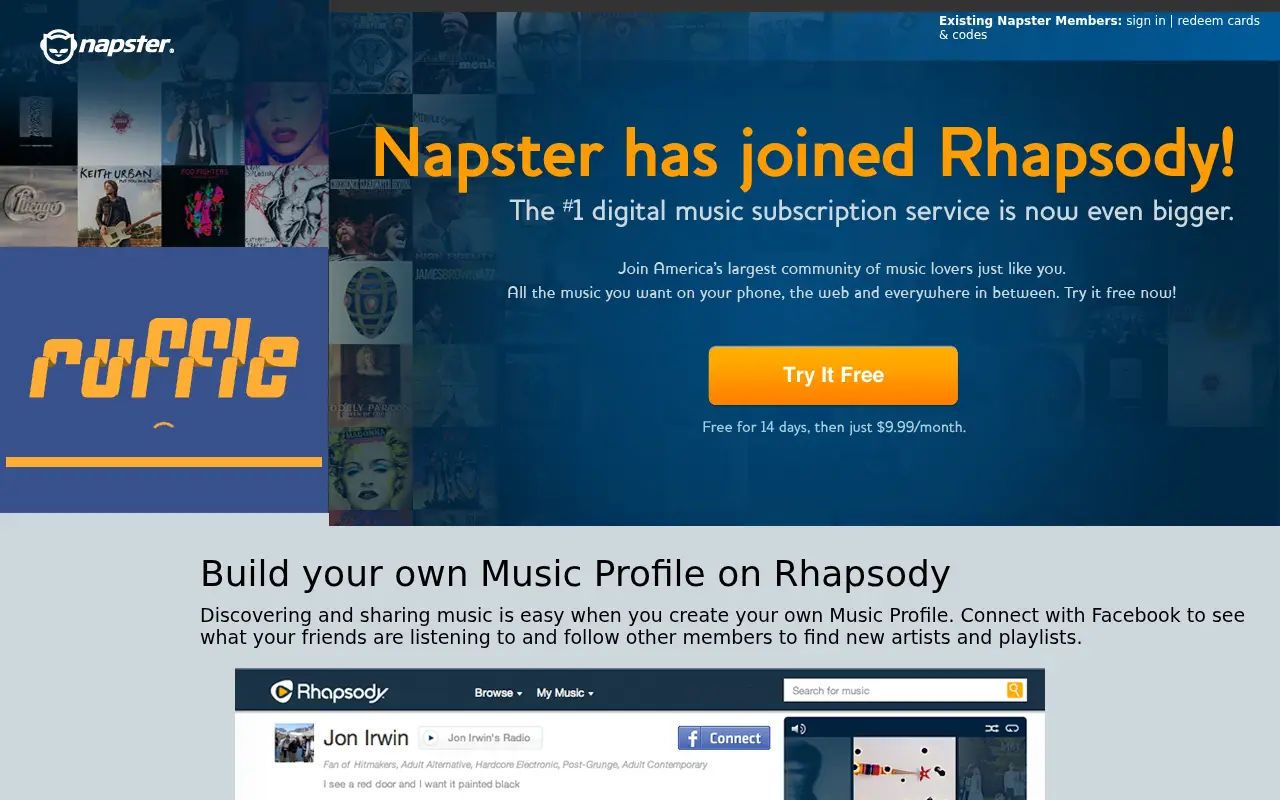napster.com in 2014