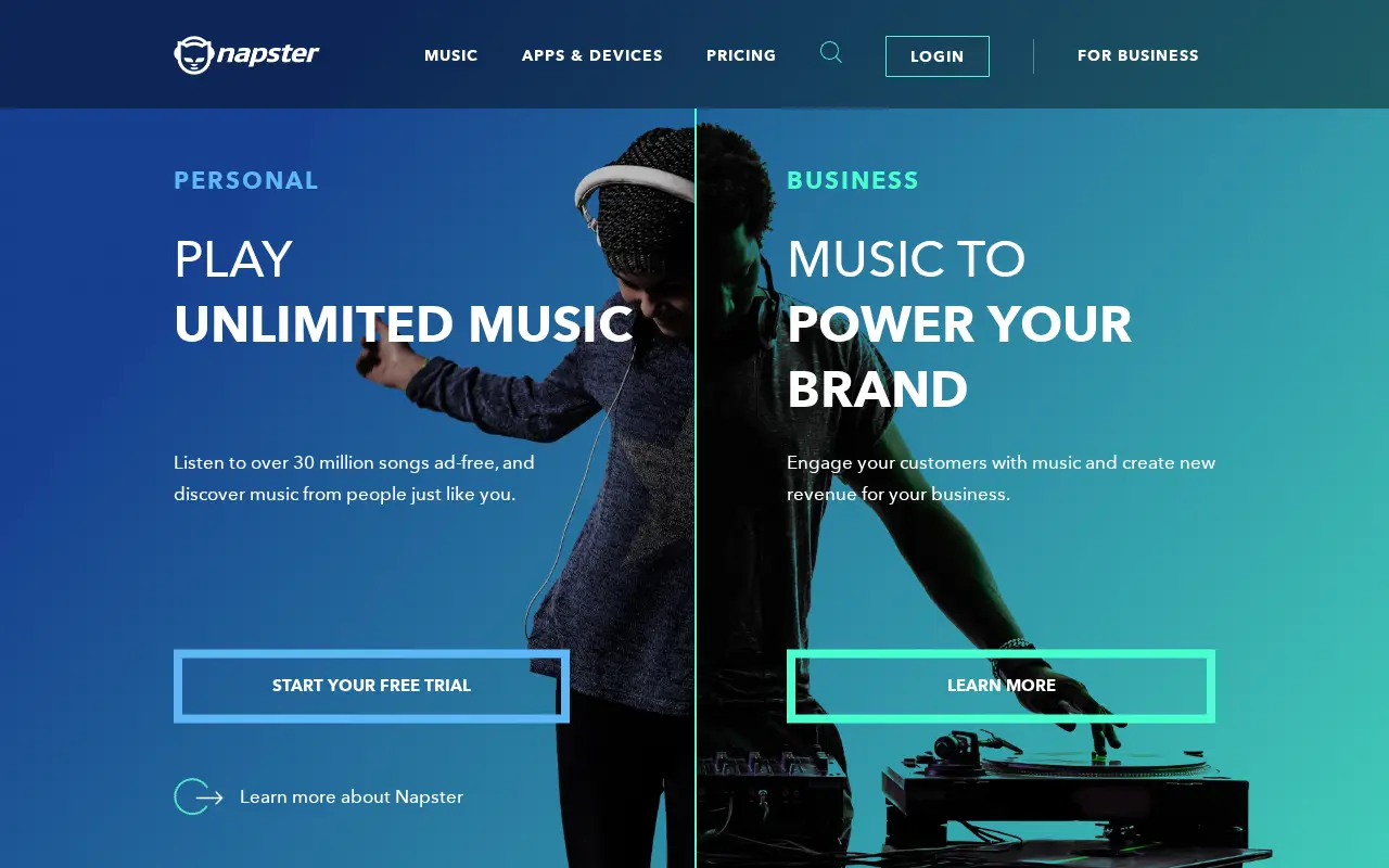 napster.com in 2018