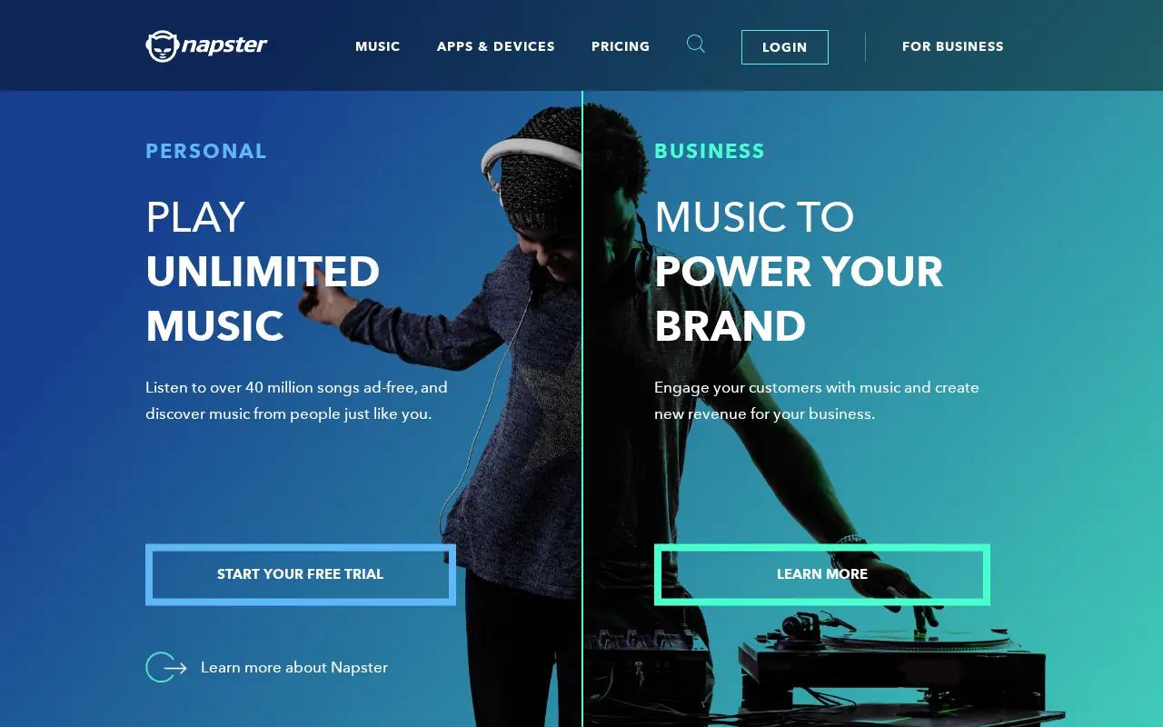 napster.com in 2019