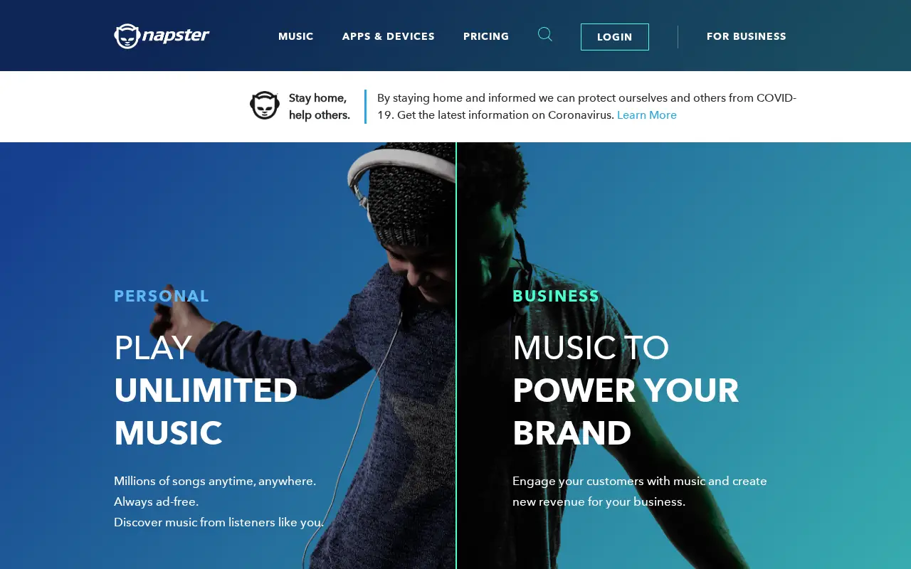 napster.com in 2020