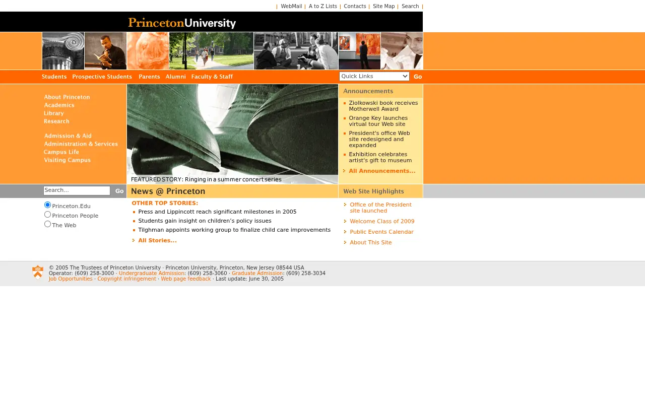 princeton.edu in 2005