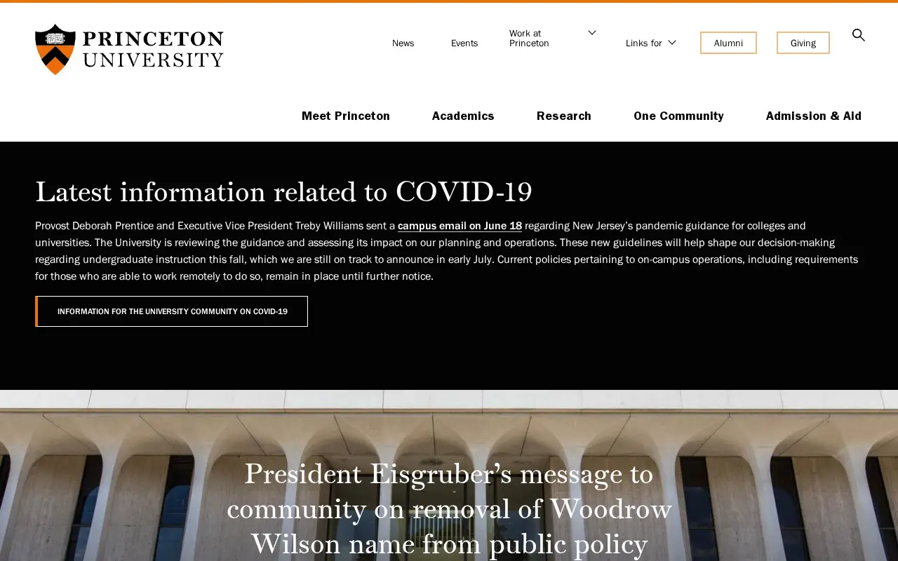 princeton.edu in 2020