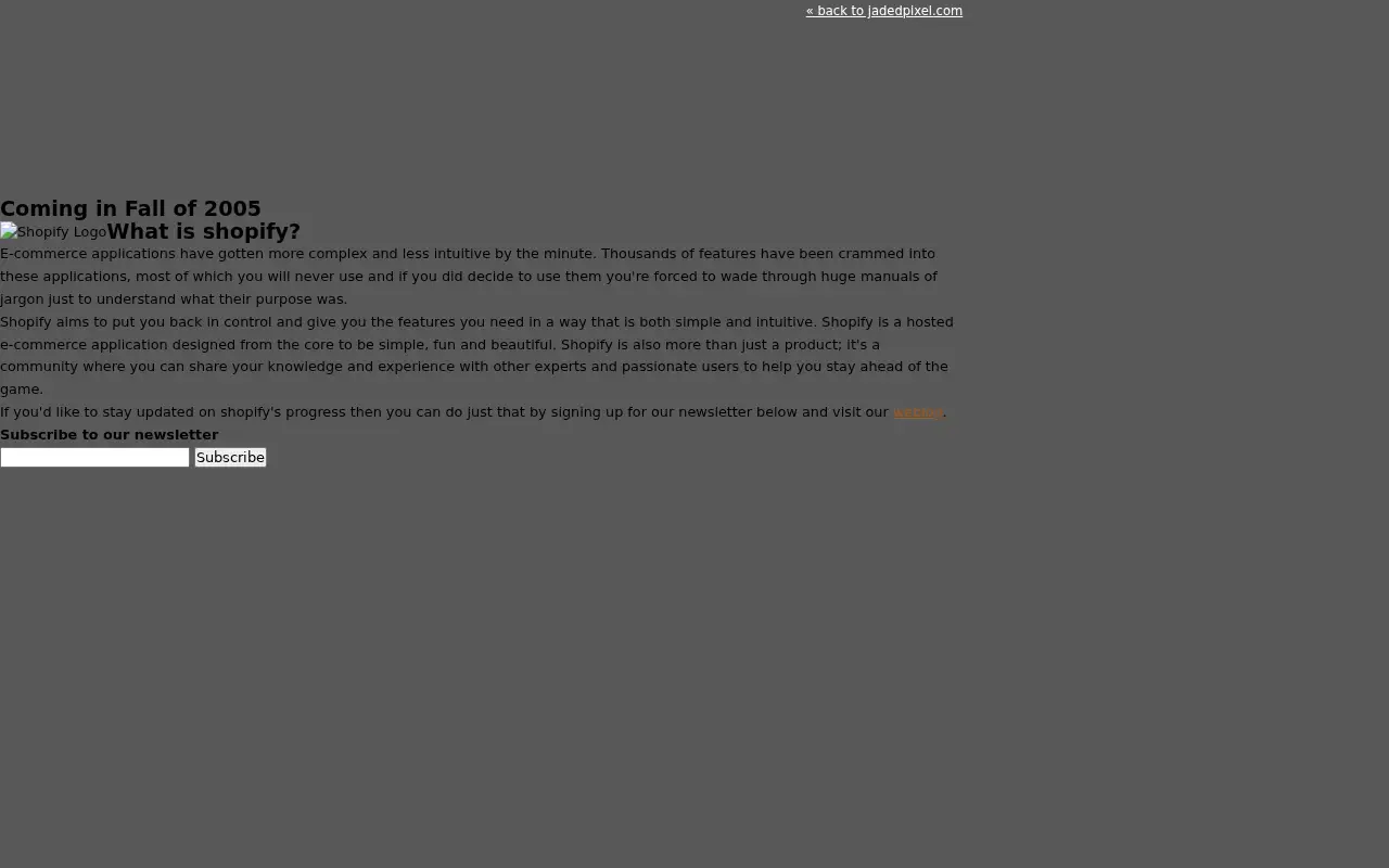 shopify.com on November 9, 2005
