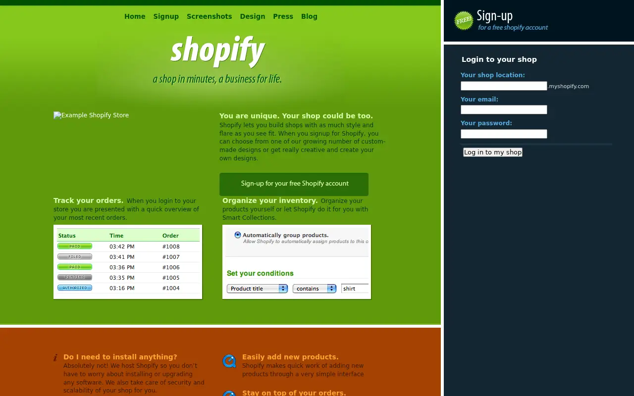shopify.com on July 1, 2006