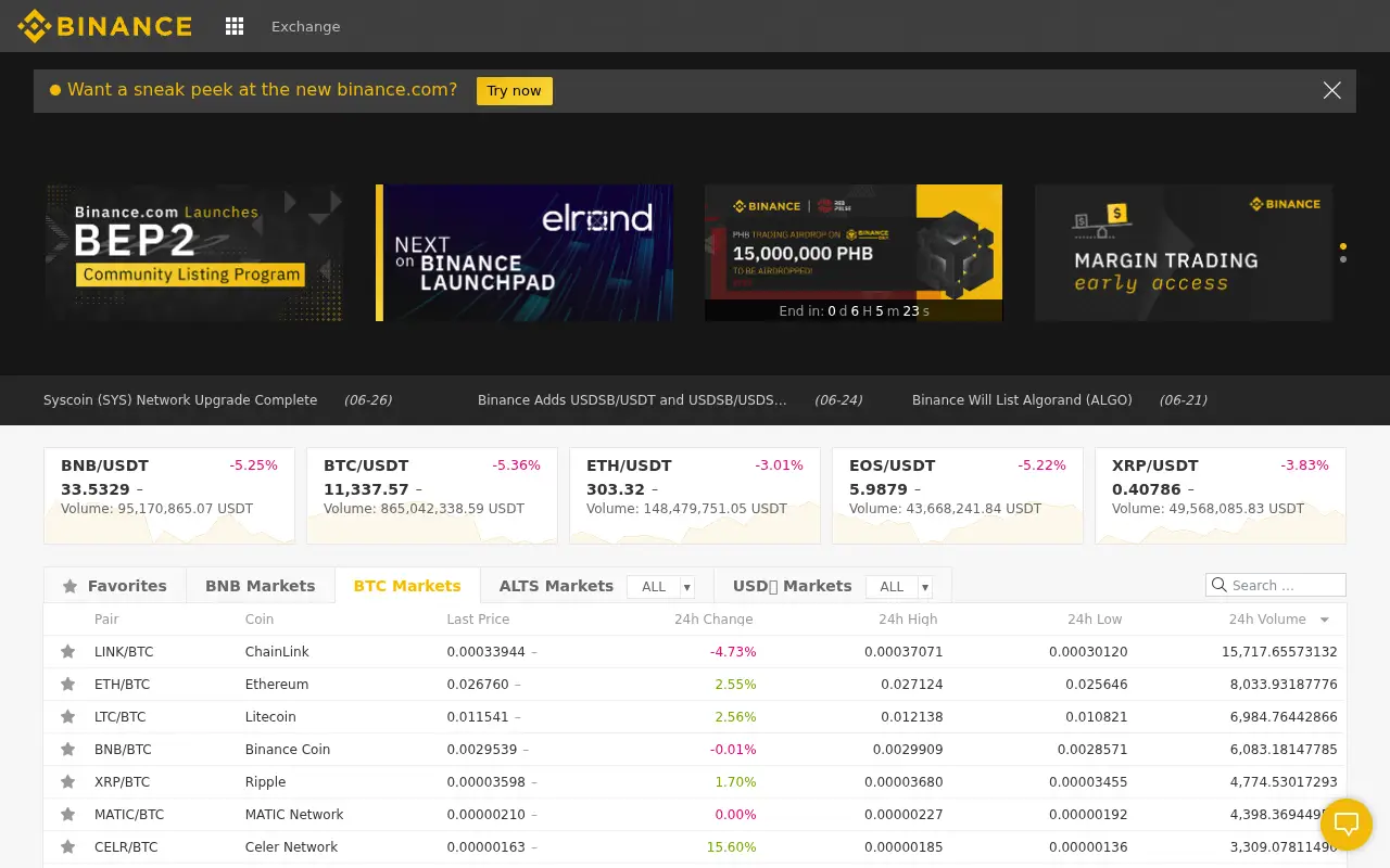 binance.com on June 30, 2019