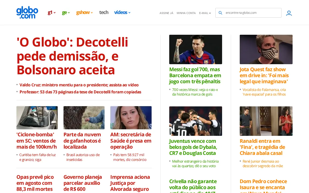 globo.com in 2020