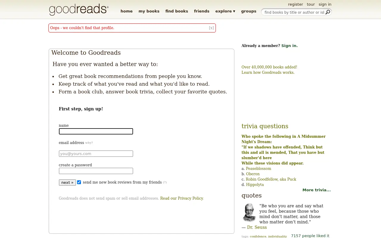 goodreads.com in 2009