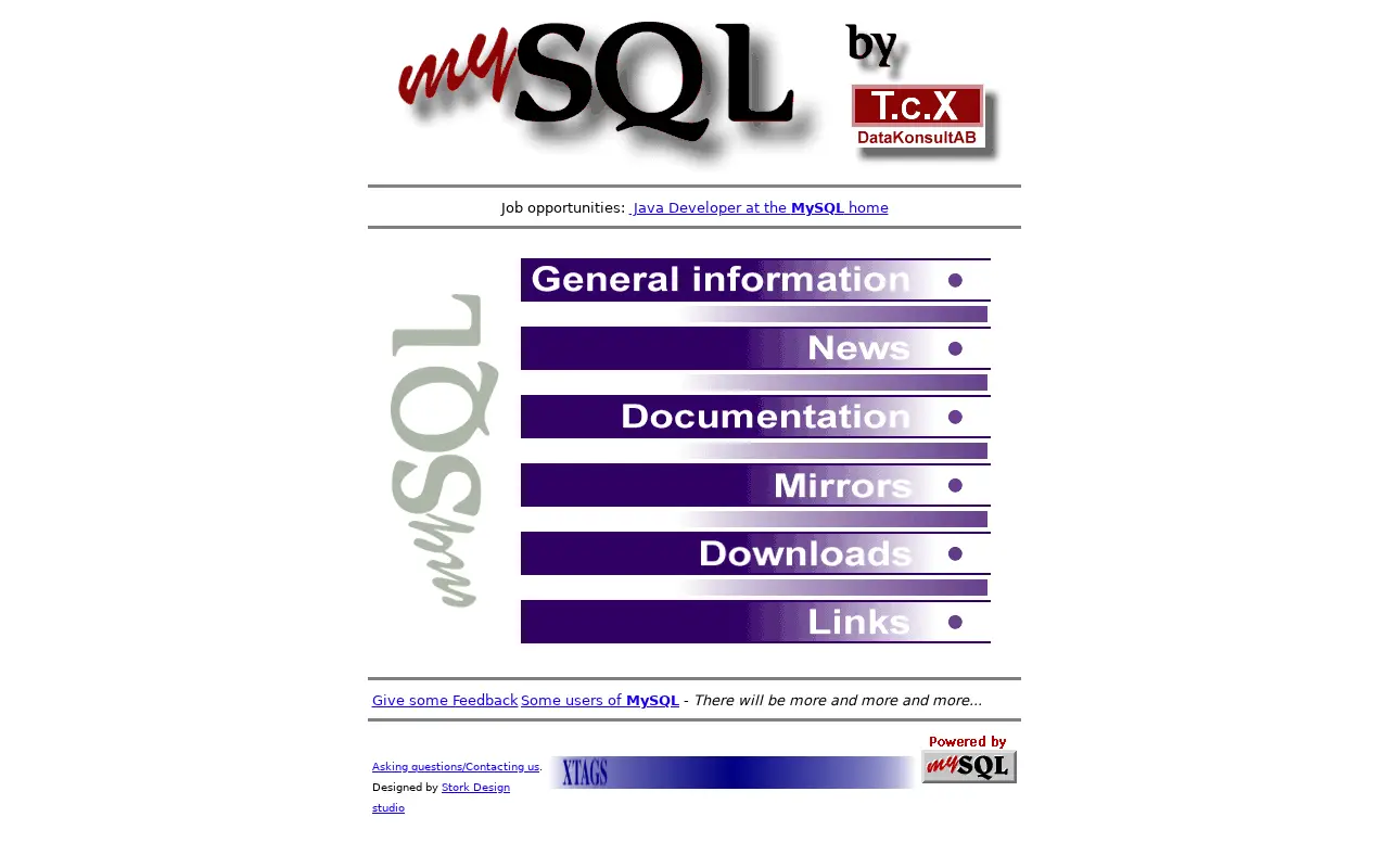 mysql.com in 1998