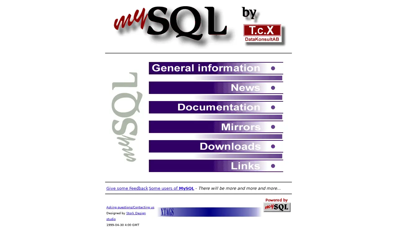 mysql.com in 1999
