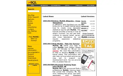 mysql.com in 2001