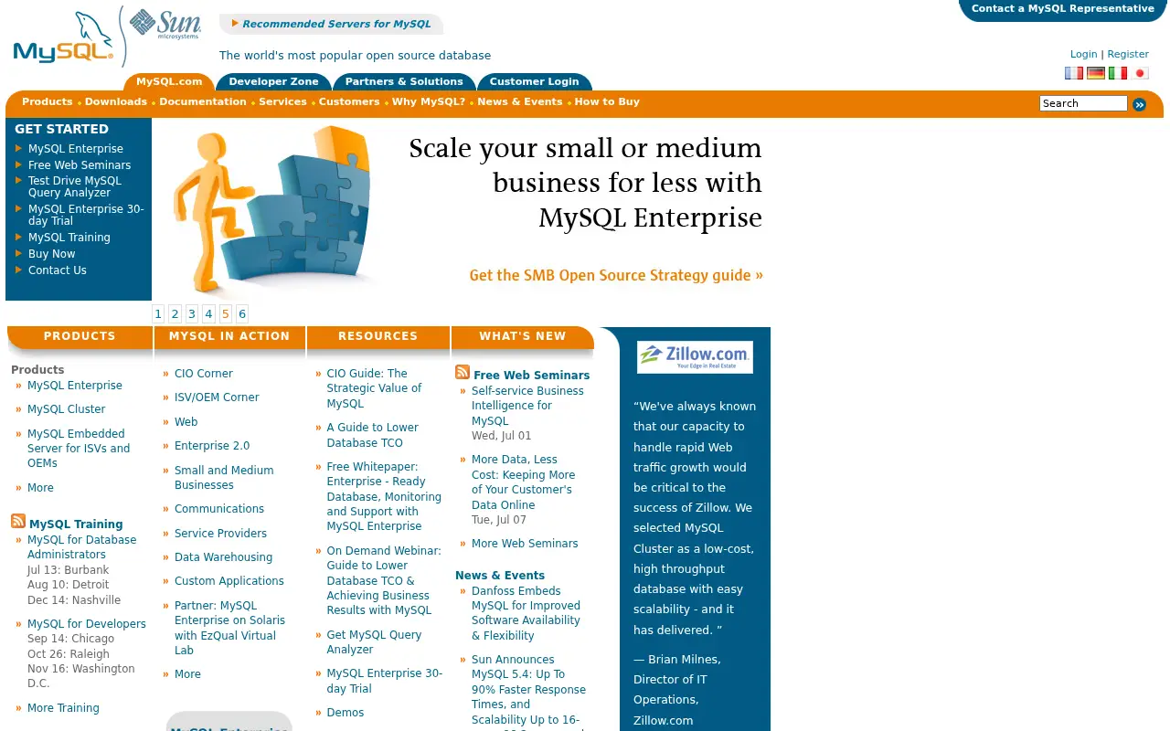mysql.com in 2009