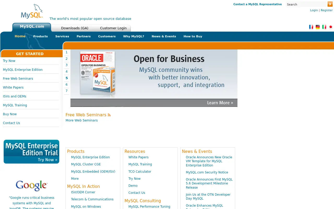 mysql.com in 2011