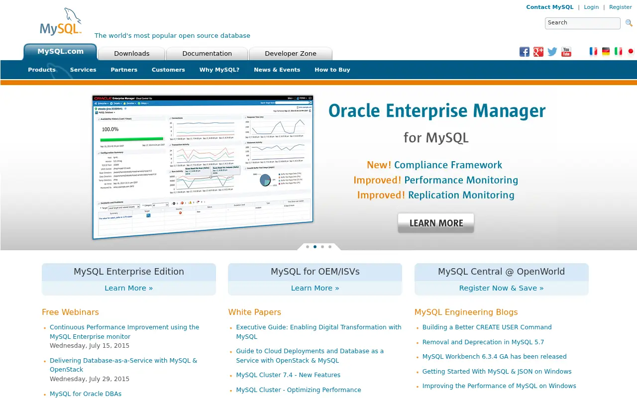 mysql.com in 2015