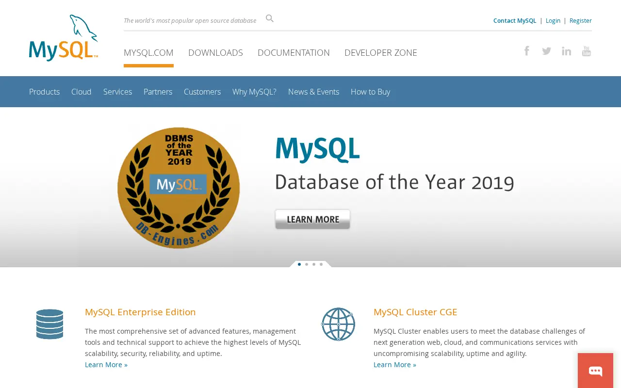 mysql.com in 2020