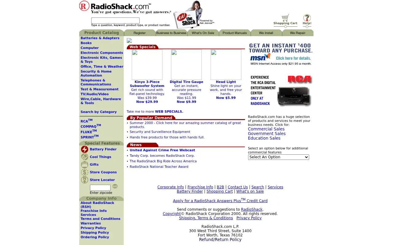 radioshack.com in 2000
