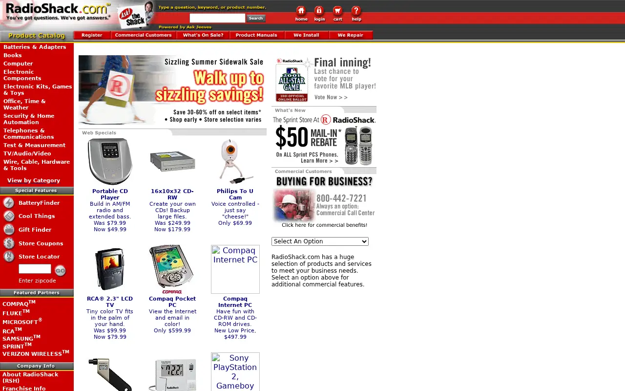 radioshack.com in 2001
