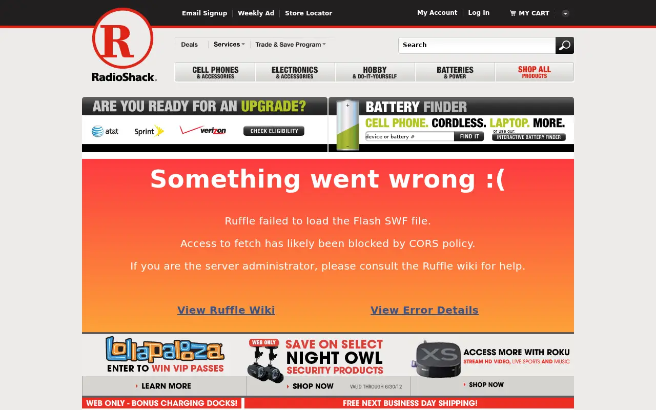 radioshack.com in 2012