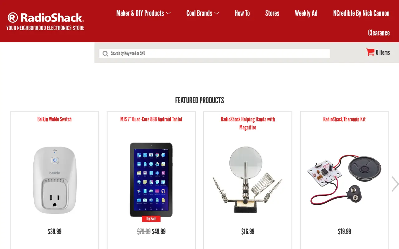 radioshack.com in 2016