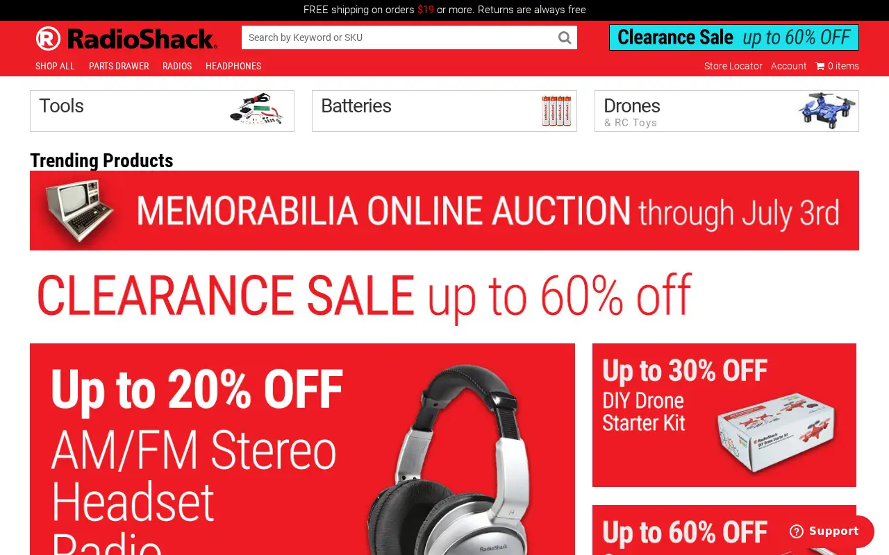 radioshack.com in 2017