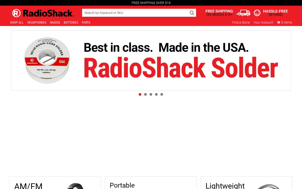 radioshack.com in 2019