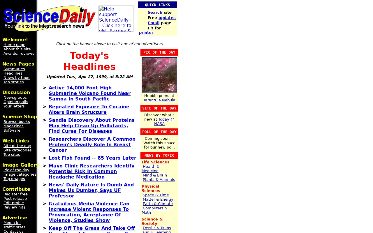 sciencedaily.com in 1999