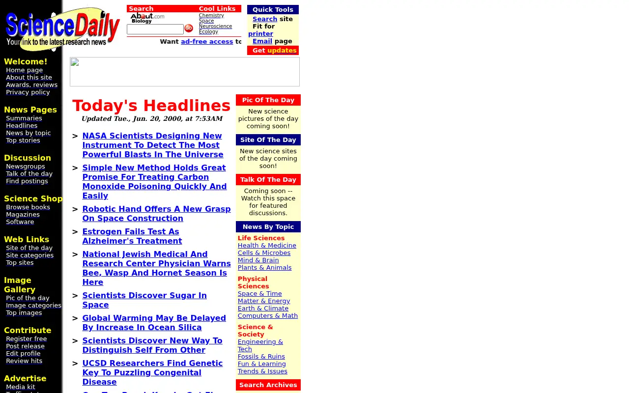 sciencedaily.com on June 21, 2000