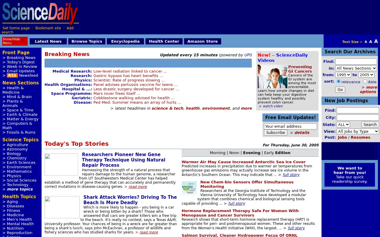 sciencedaily.com in 2005