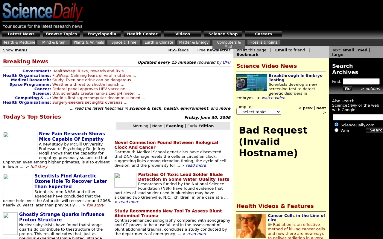 sciencedaily.com in 2006