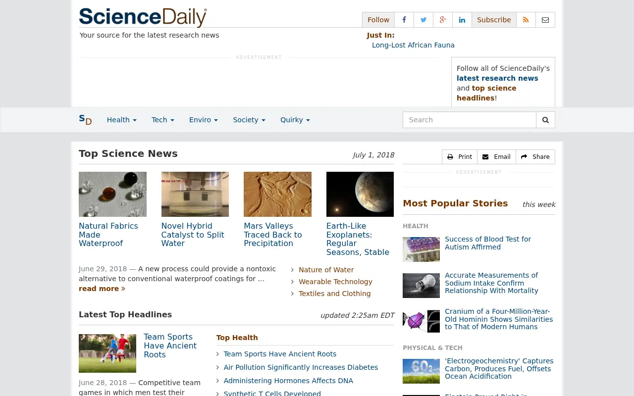 sciencedaily.com on July 1, 2018