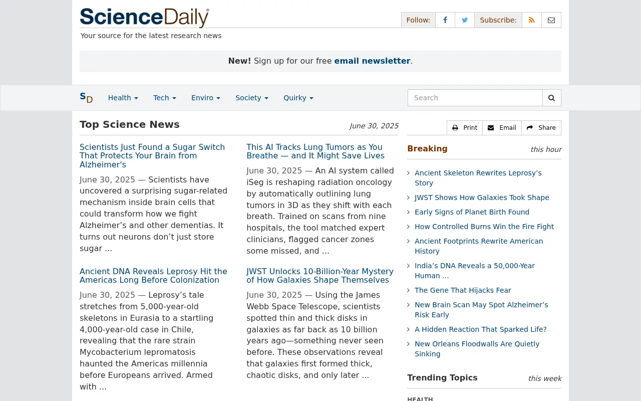 sciencedaily.com in 2025