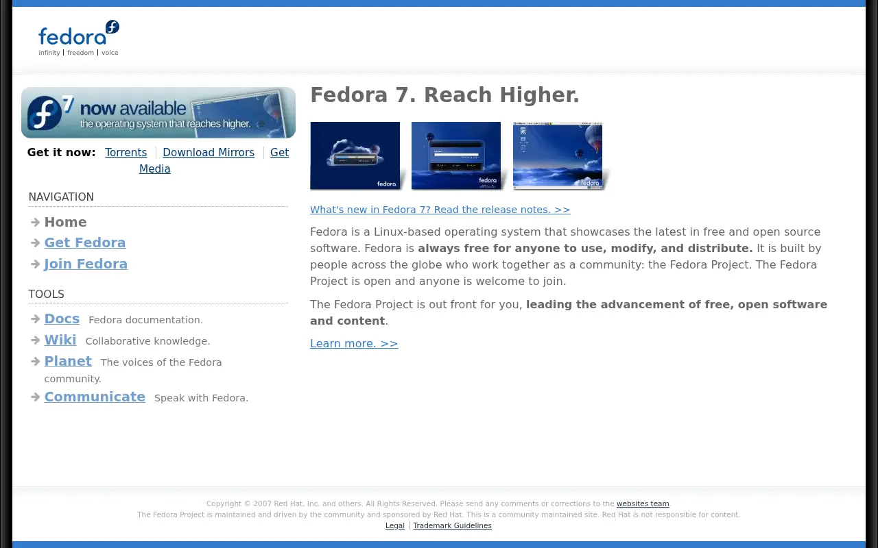 fedoraproject.org in 2007