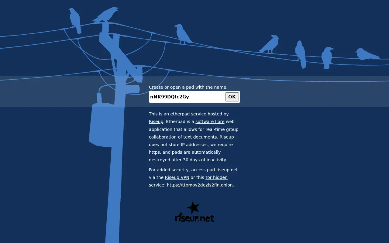 pad.riseup.net in 2012