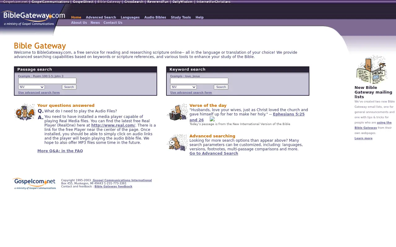 biblegateway.com in 2003