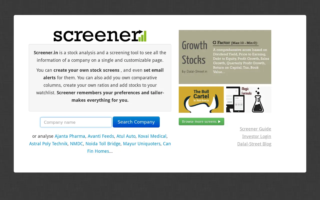 screener.in in 2013
