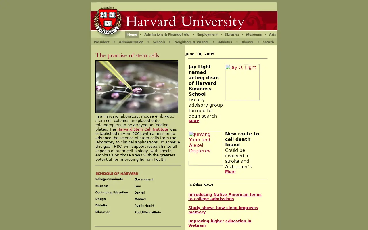 harvard.edu in 2005