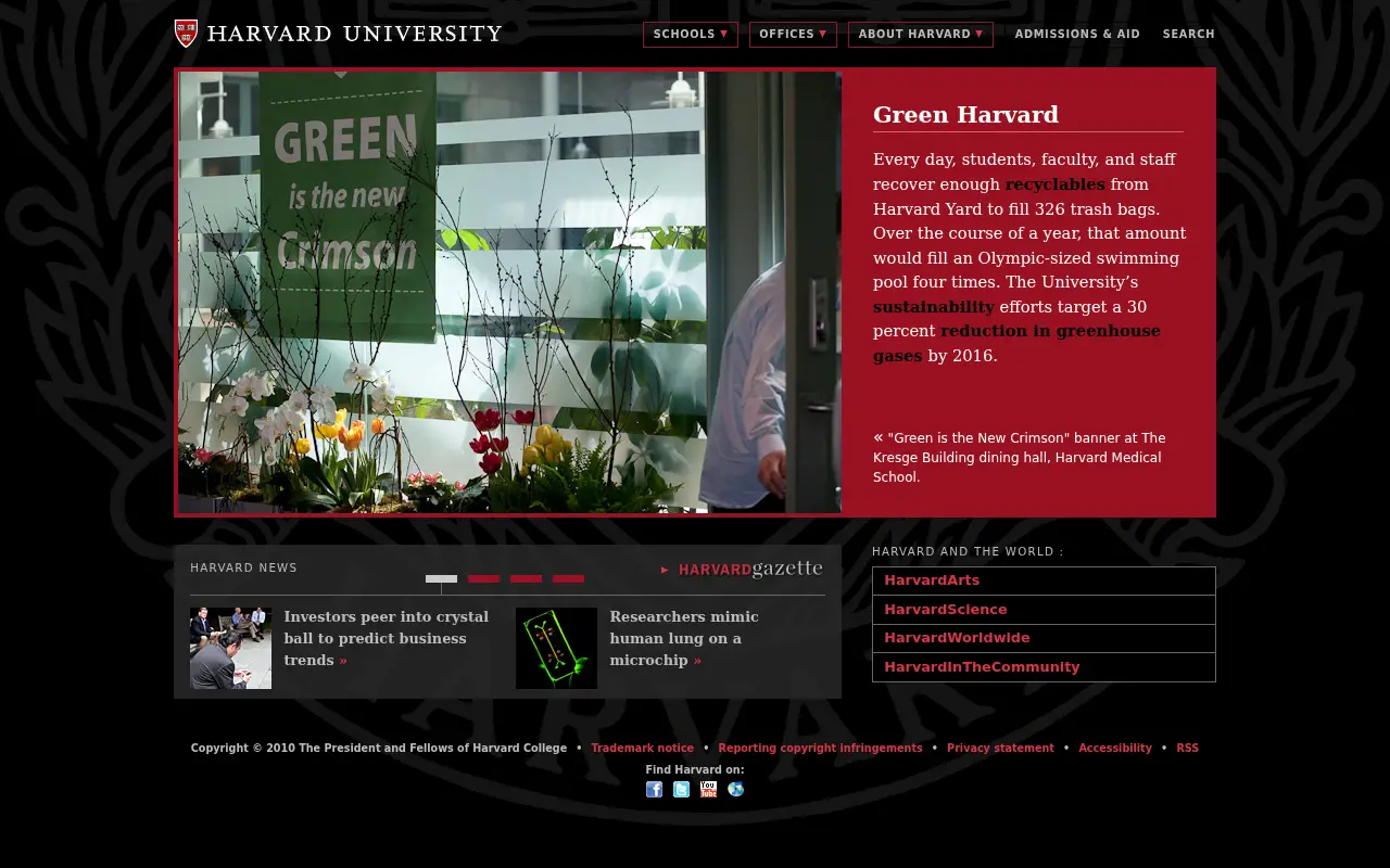 harvard.edu in 2010
