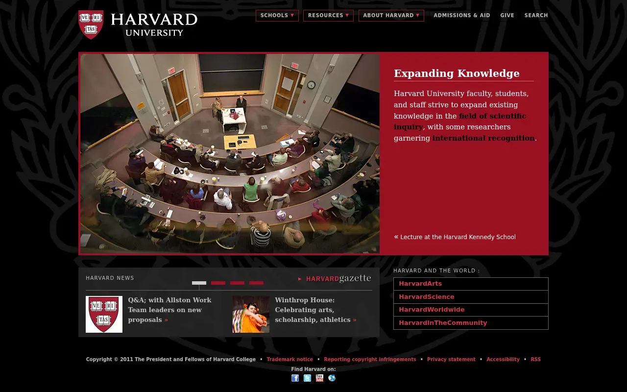 harvard.edu in 2011