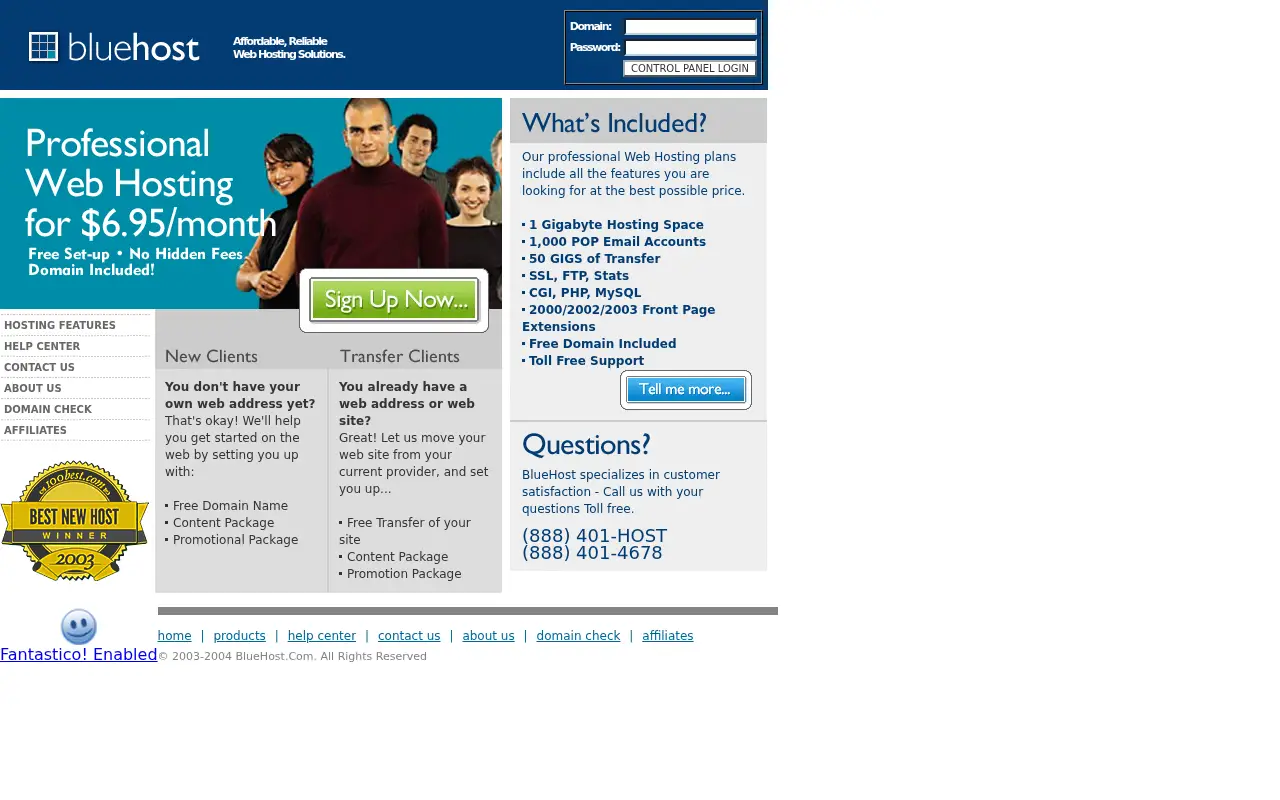 bluehost.com in 2004