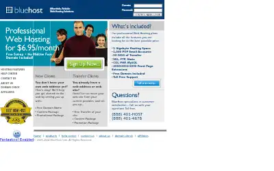 bluehost.com in 2004