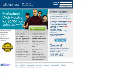 bluehost.com in 2005