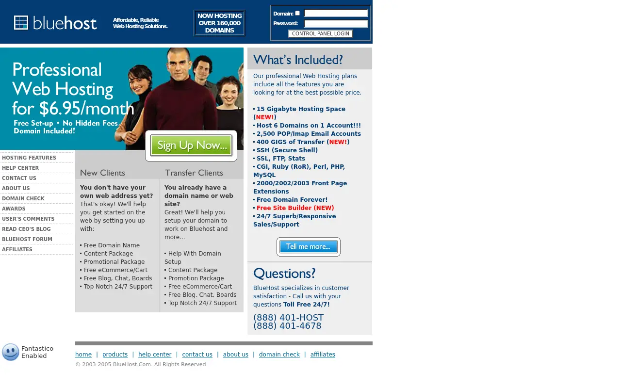 bluehost.com in 2006