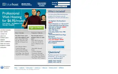 bluehost.com in 2006