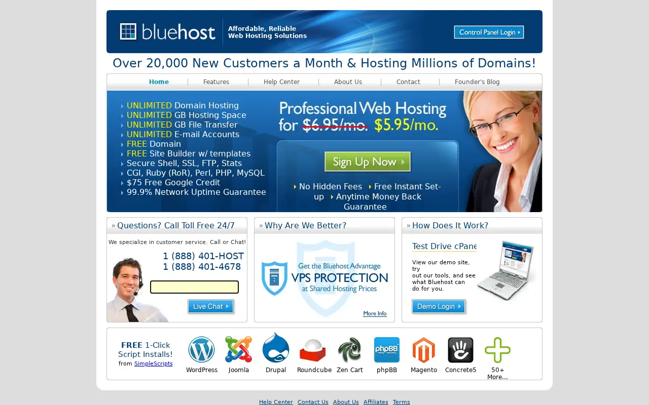 bluehost.com in 2011