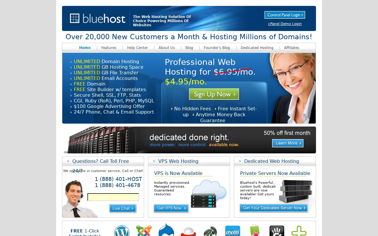 bluehost.com in 2013