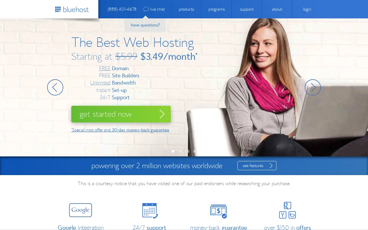 bluehost.com in 2015