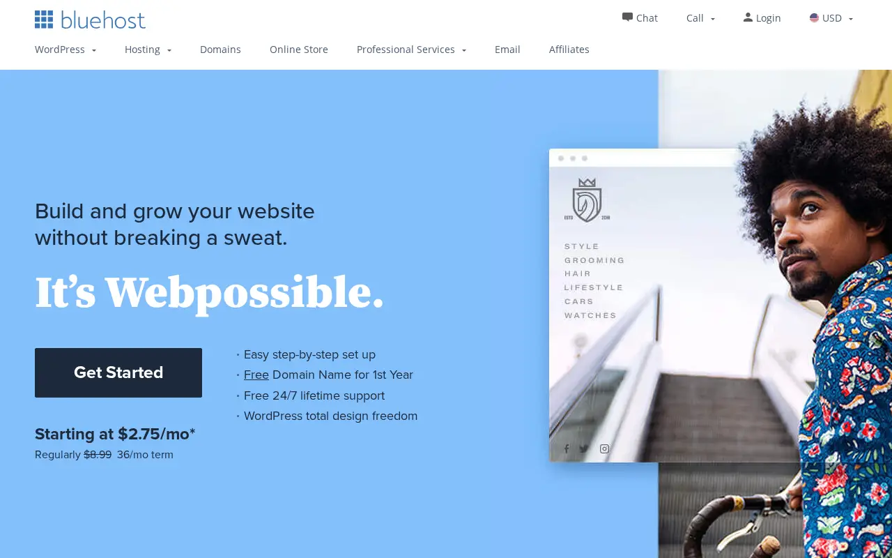 bluehost.com in 2021