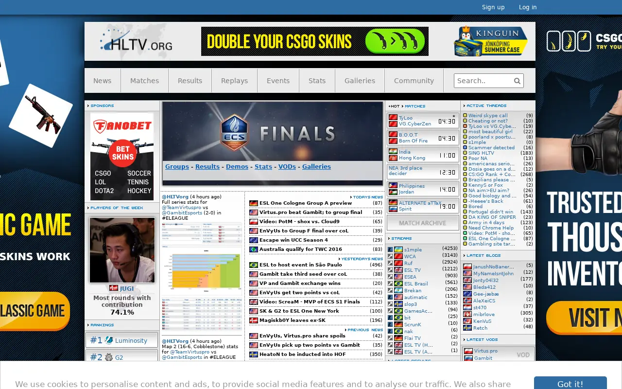 hltv.org on July 1, 2016