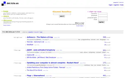 delicious.com in 2006
